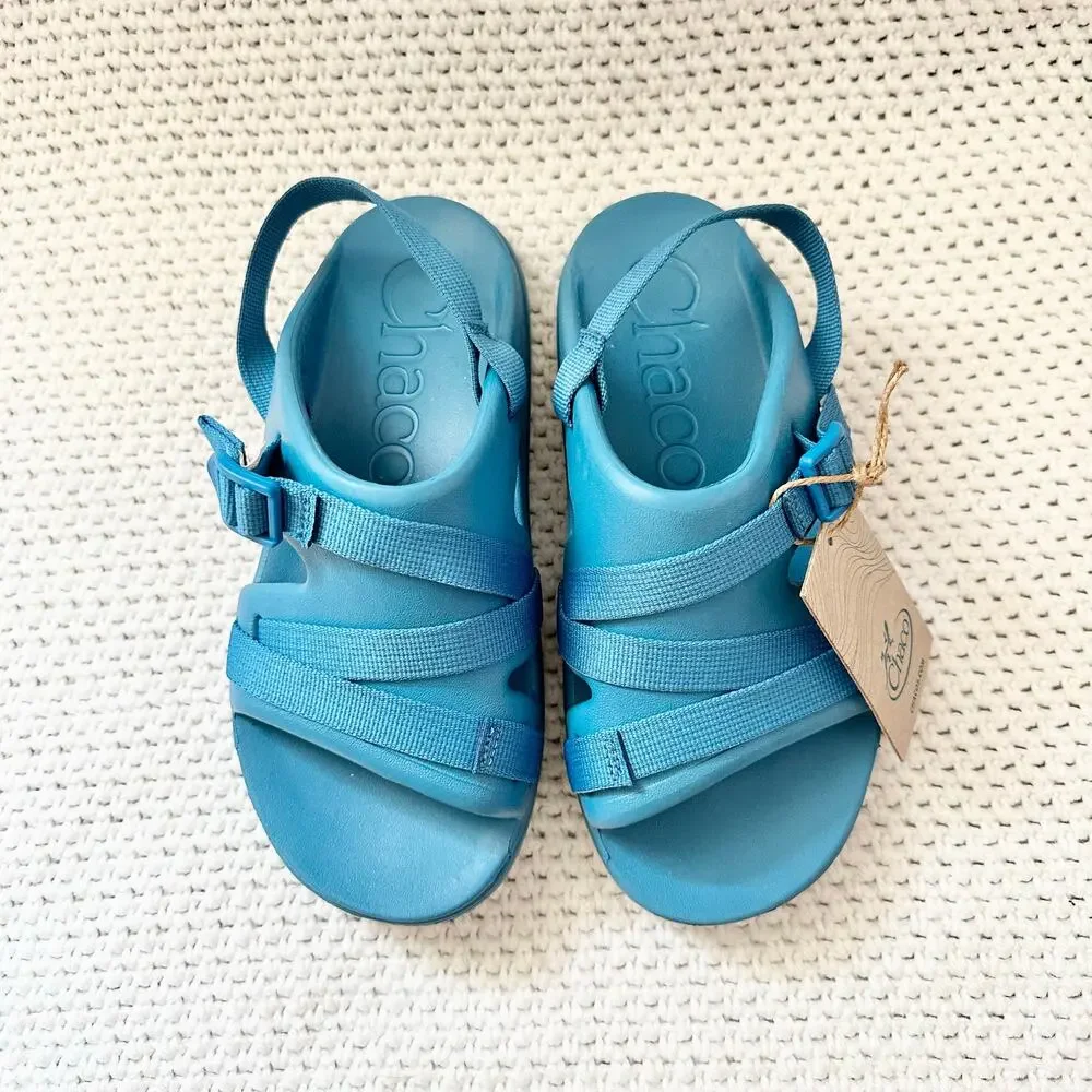 Chaco NWT Big Kids Blue Chillos Sport Slingback Strappy Sandals Size 5 JCH180327